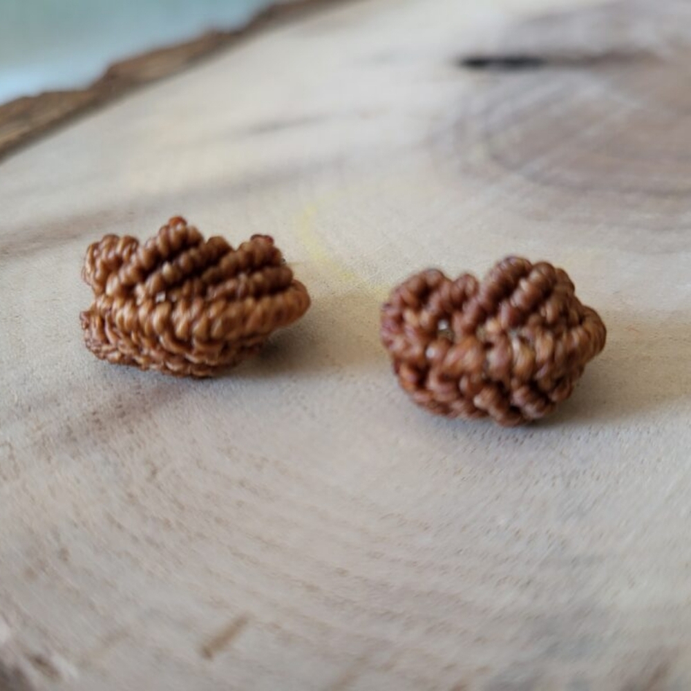 New Handmade Micro- Macrame Camel Earrings